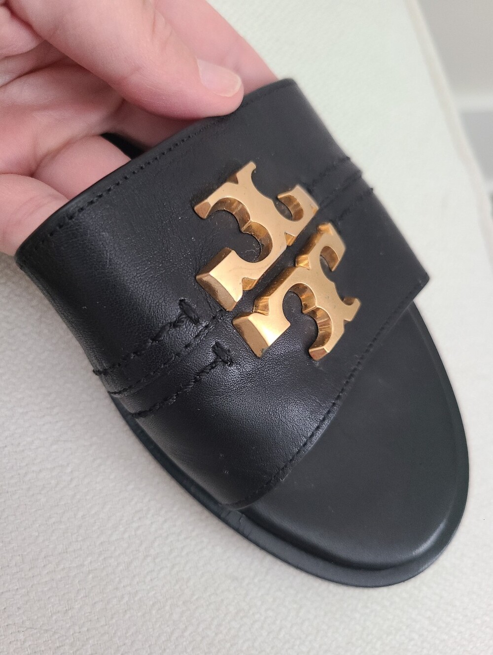 Tory Burch Black Everly Slide With Double Gold T Emblem - Picture 7 of 10